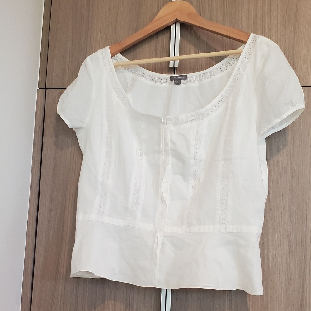 Ann Taylor White Blouse Size 8